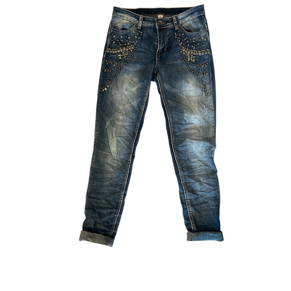 Demin Rhinestone Embellished Jeans / Styled Italy